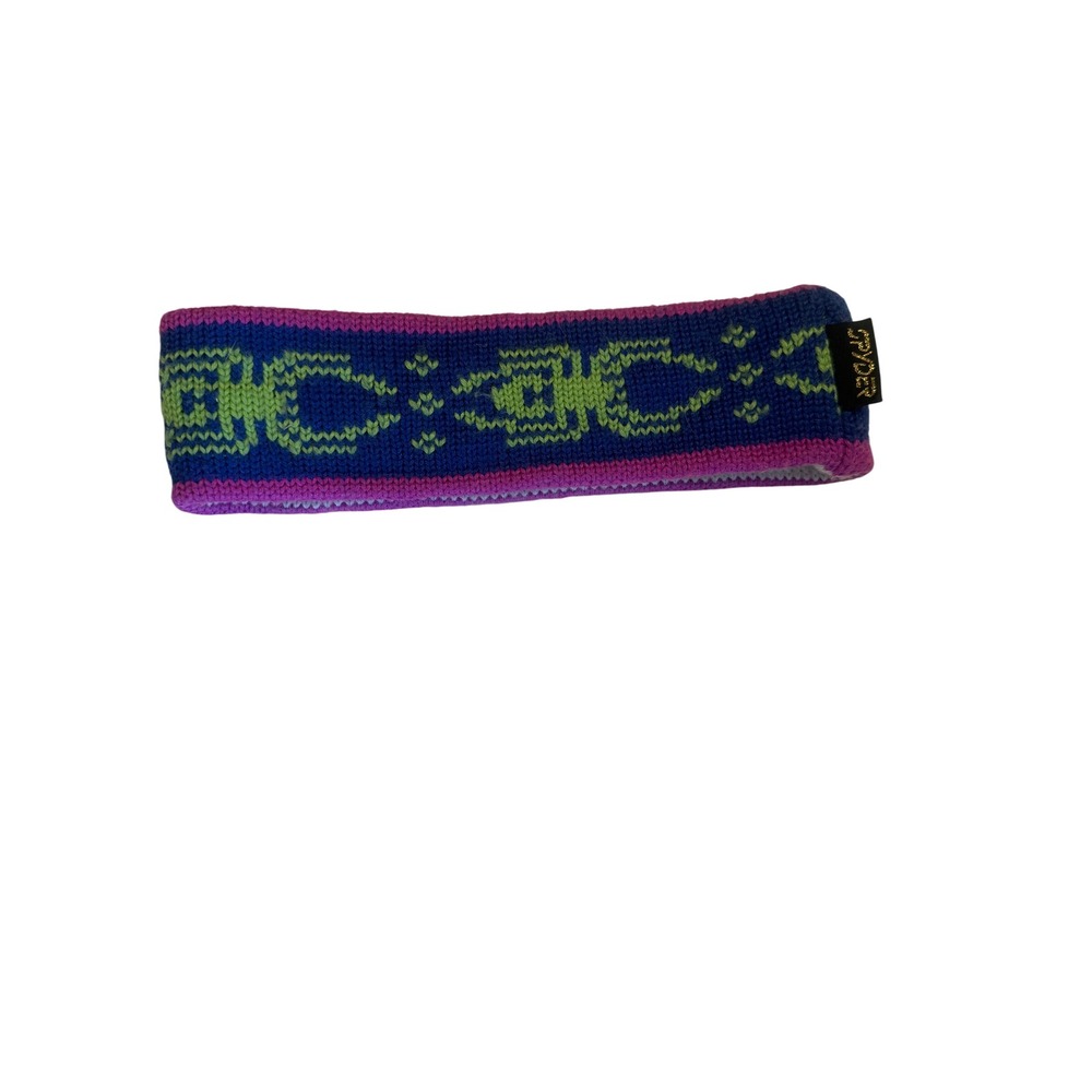 Vintage Spyder Wool Blend Ski Headband Blue Purple Green Y2K Après Ski